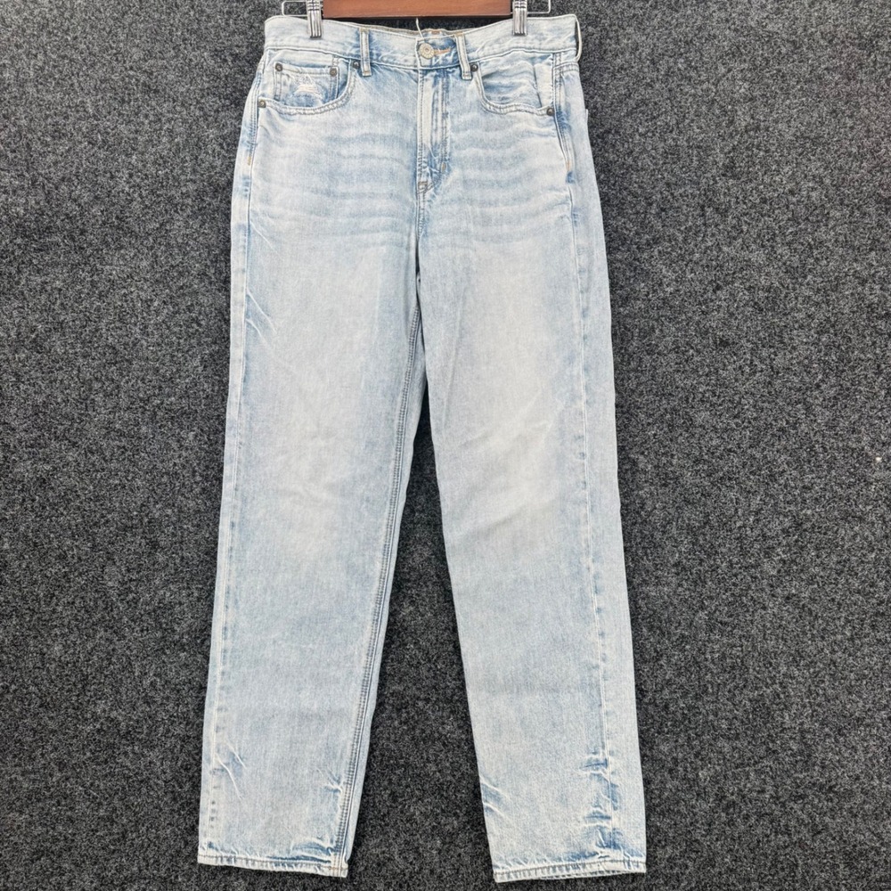 American Eagle 90s Boyfriend Jeans Light Wash High Rise Size 4 Long 100% Cotton